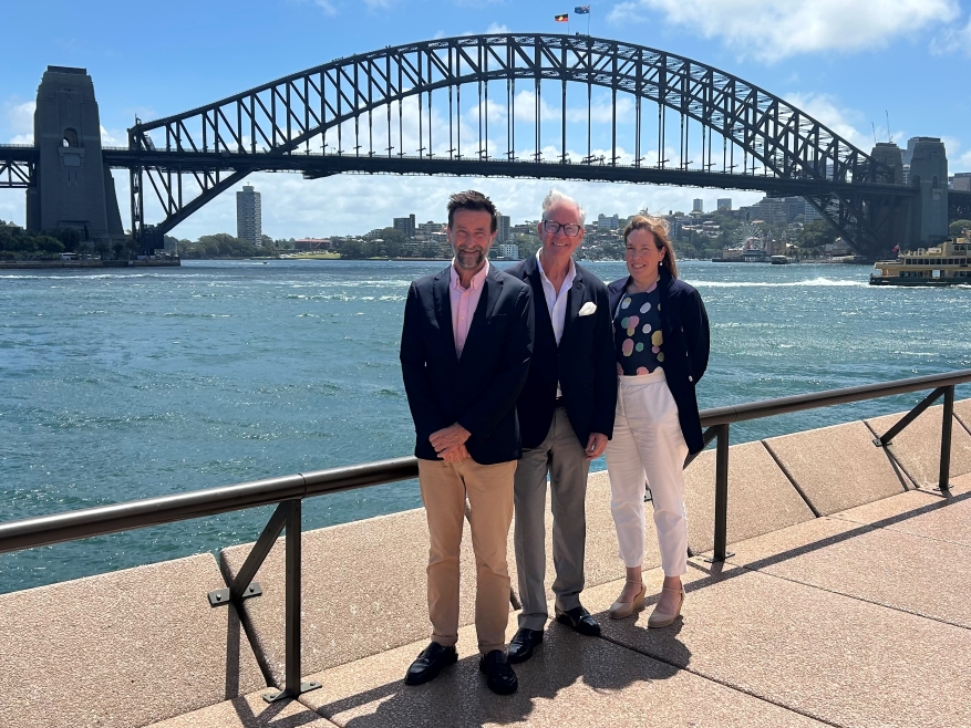 Alastair Fernie of Travel Your Style (middle) alongside Network Development Manager Paul Millan (left) and New South Wales Business Development Manager Paula Moylan (right)